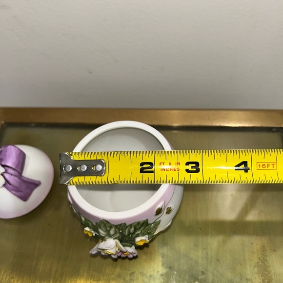 Vintage Floral Lefton China Hand Painted Porcelain Easter Egg Trinkets - Picture 4 of 10